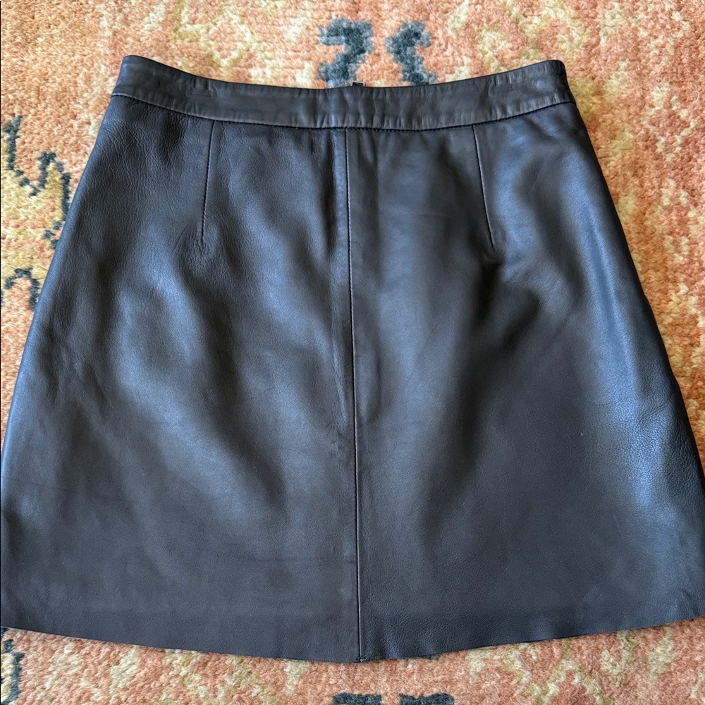 One Teaspoon Black Leather A-Line Skirt - Picture 3 of 5